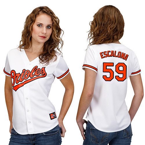 Edgmer Escalona #59 mlb Jersey-Baltimore Orioles Women's Authentic Home White Cool Base Baseball Jersey